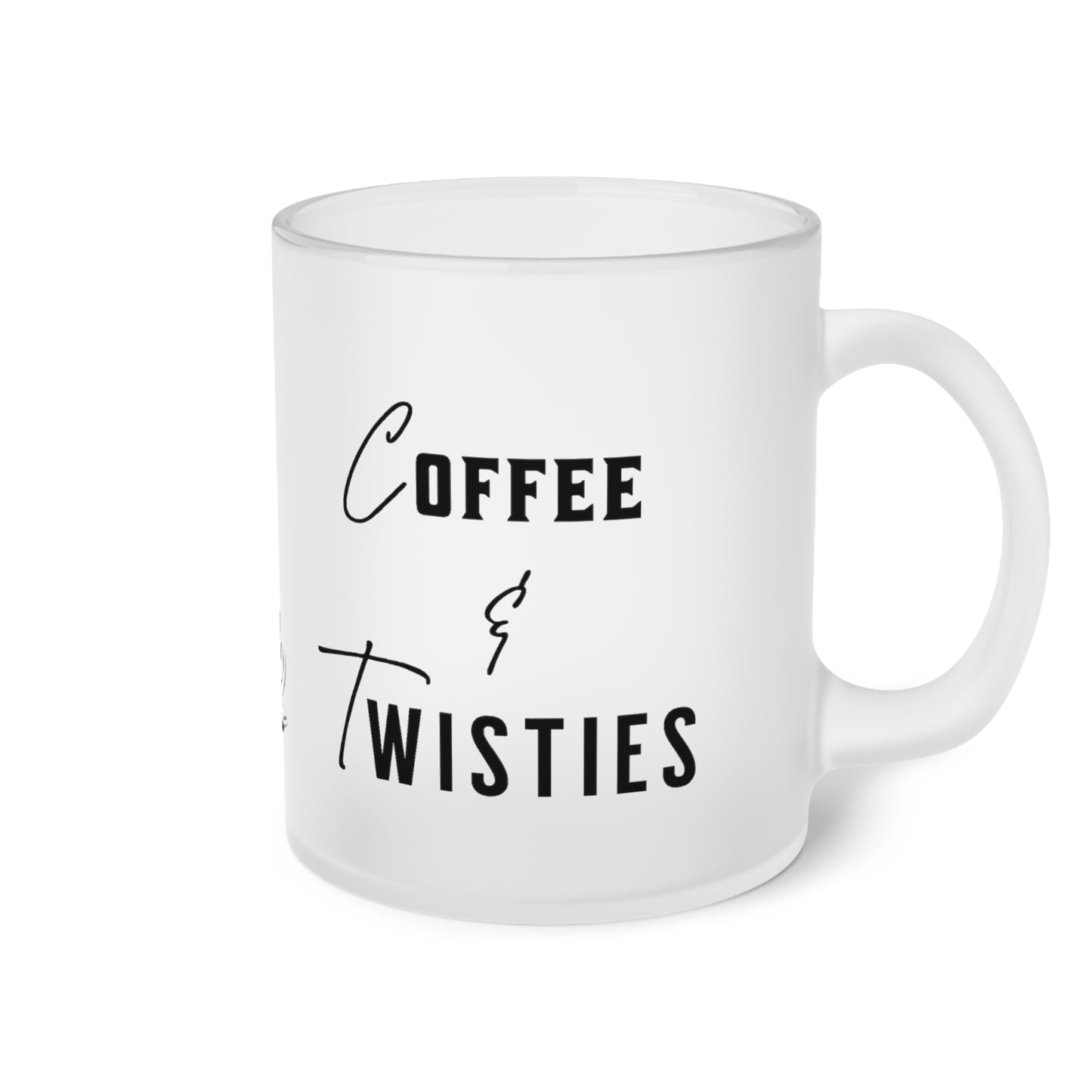 Coffee & Twisties Frosted Glass Mug 11oz