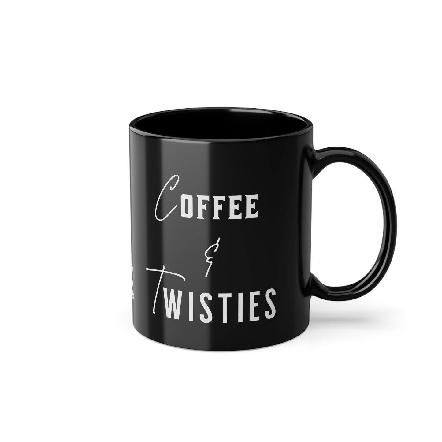 Coffee & Twisties Black Mug 11oz